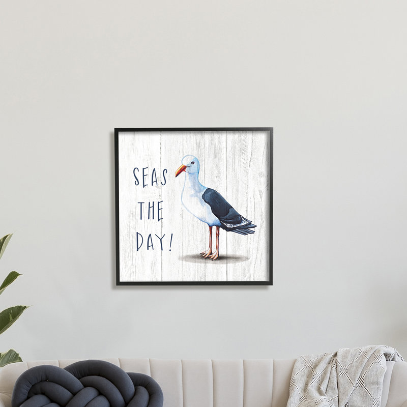 Seas The Day - Peinture, H 24 po x l 24 po x 1,5 po, Giclée encadrée noir minuit