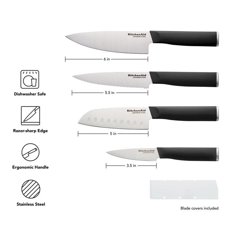 KitchenAid Classic 4 Piece Chef Knife Set, Black
