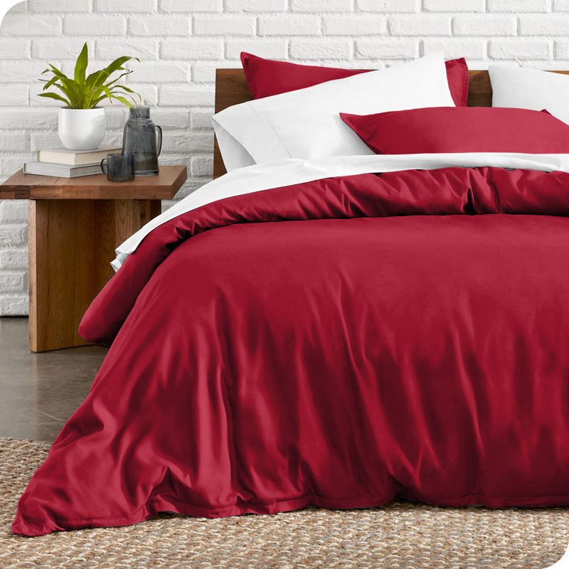 Ensemble de housse de couette et insert de qualité supérieure en microfibre moderne et contemporain Premium, Rouge
