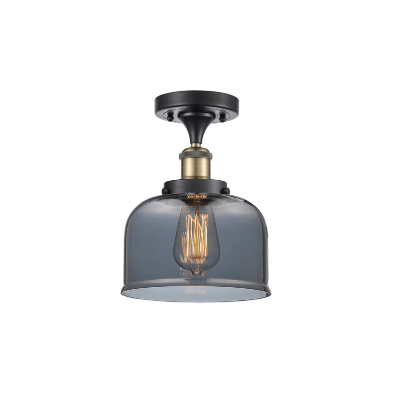 Plafonnier semi-encastré 1 lumière Ballston Urban Bell, Noir / laiton antique, H 13 po x l 8 po x P 8 po