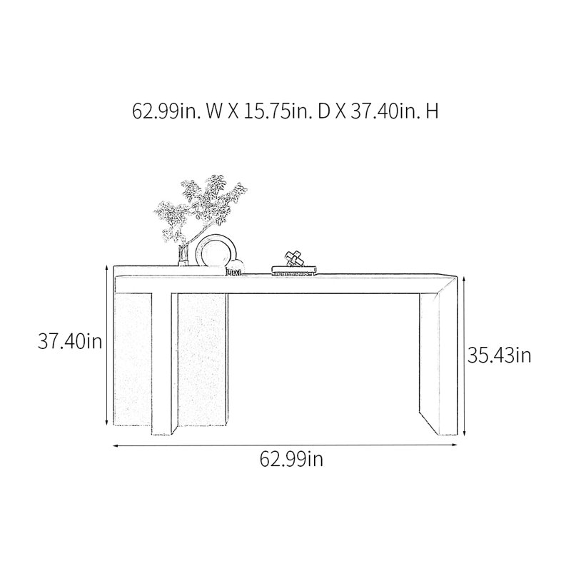 Console Modern Minimalist Art Design, Brun / orange, H 37,4 po x l 62,99 po x P 15,75 po
