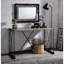 Bureau de coiffeuse rectangulaire de style rustique, chêne et noir antique avec structure métallique