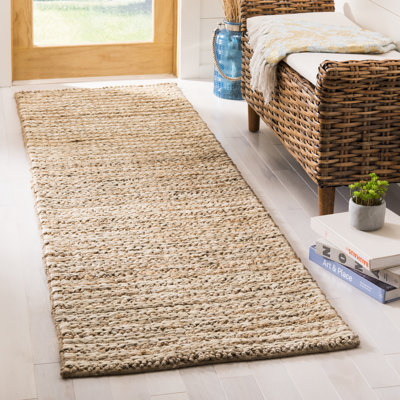 Natural Fiber Hand Woven Jute Striped Rug