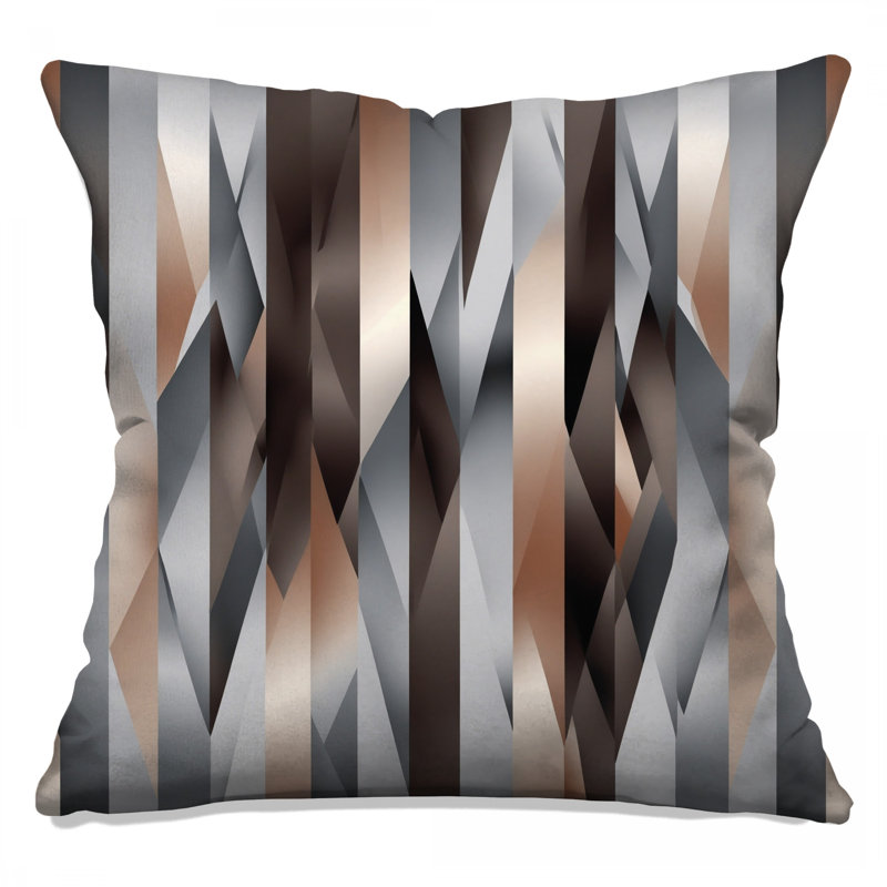 Bronze Silver Striped Double Sided Throw Pillows, 20 x 20 inches