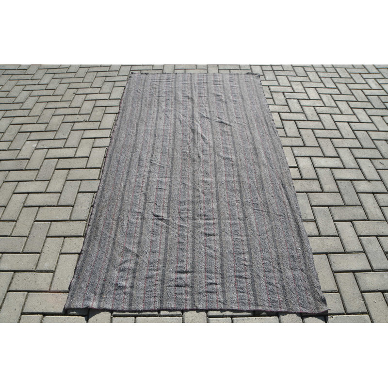 Tapis turc rétro vintage gris Kilim - idéal pour la décoration intérieure et une touche chic bleu / gris