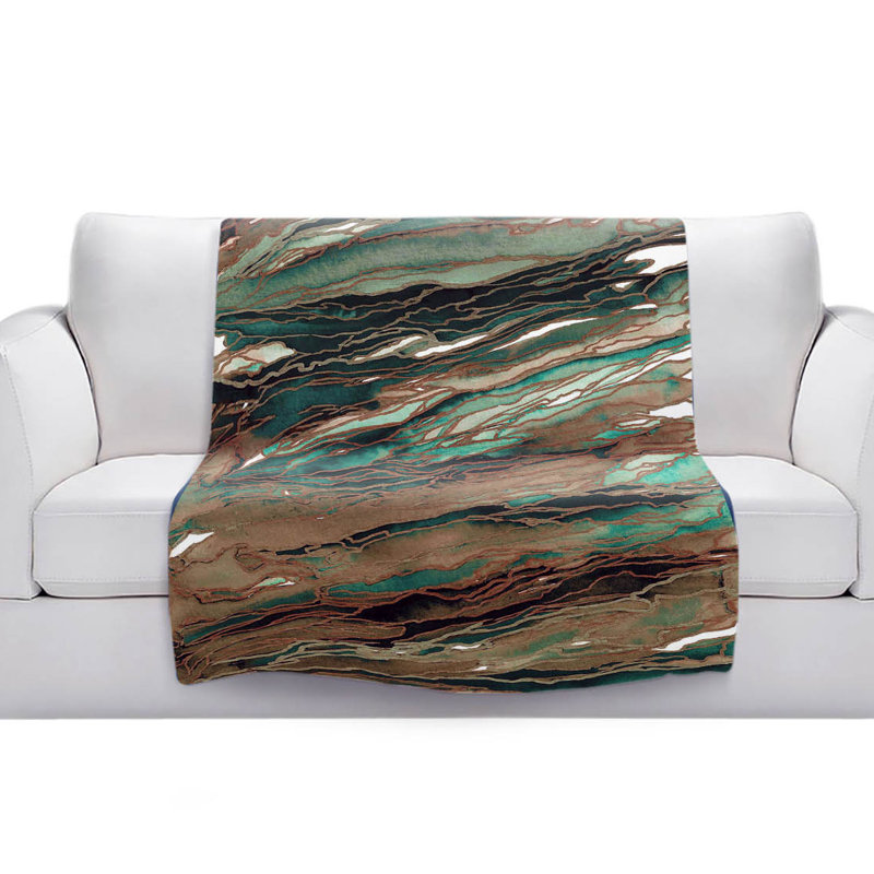 Couverture sherpa doux vert foncé brun agate magic, l 51 po x L 60 po