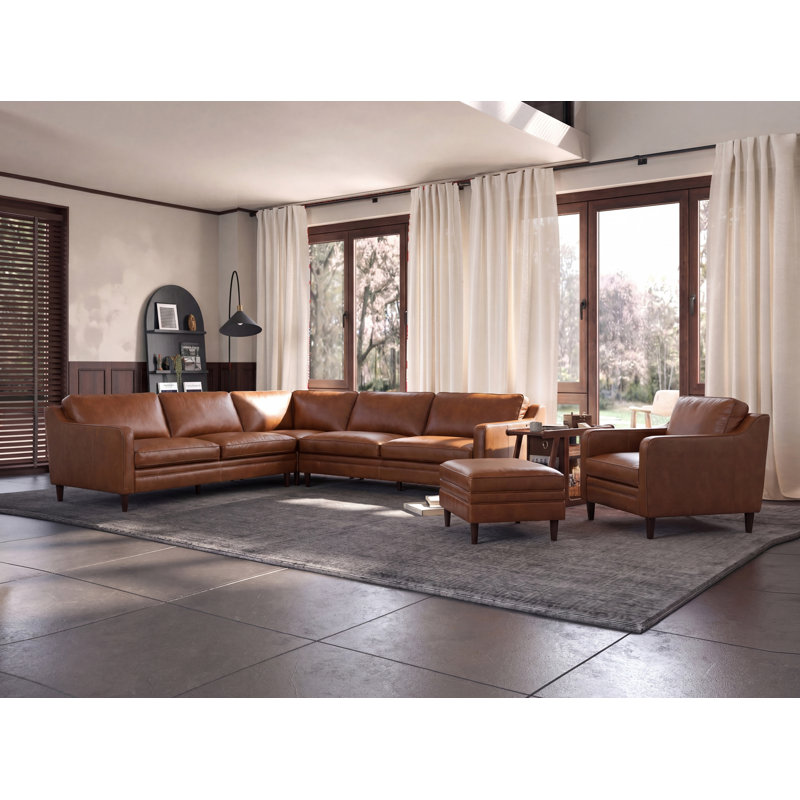 Canapé modulaire en cuir véritable Ashtabula