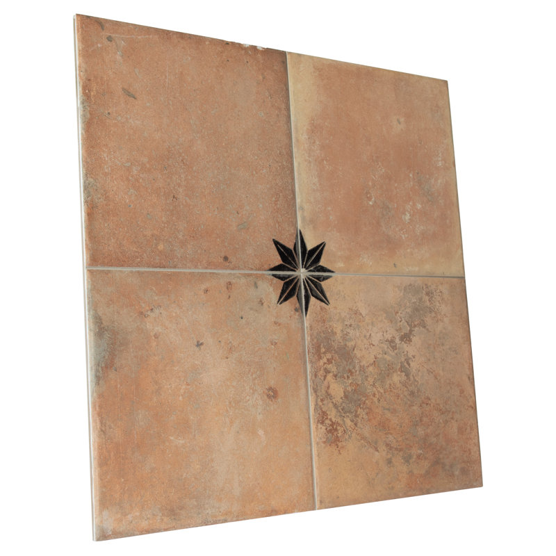 Carreau de porcelaine pour plancher et mur 17-7 / 8 po x 17-7 / 8 po Kings Nonna, Orange/Black