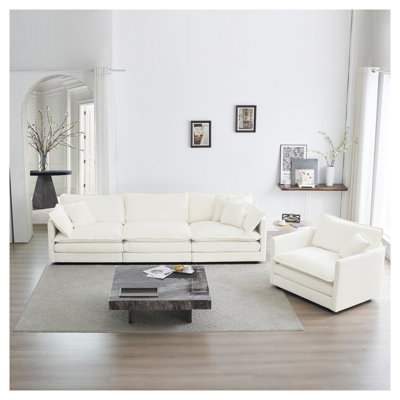 Ensemble de canapé de salon en chenille 3 pièces 3 pièces, canapé modulaire à assise profonde moderne pour appartement et bureau à domicile