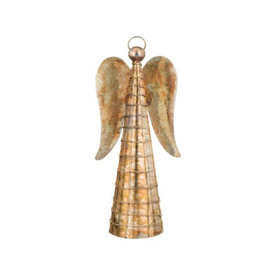 10 Inch Gold Flame Angel Decor - Metal Decorative Objects Standard