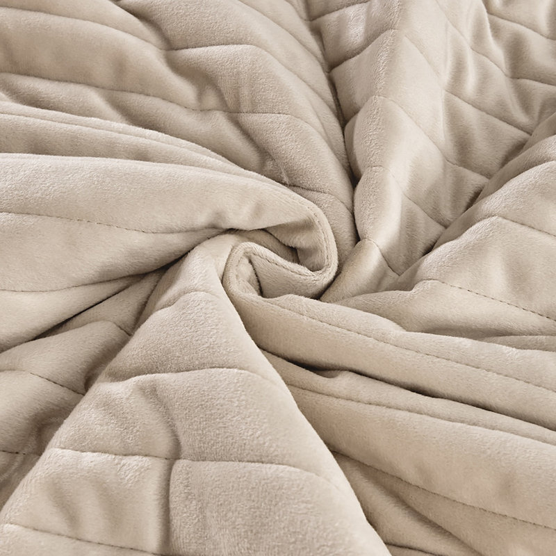 Pointehaven Taupe Velvet Oversized Channel Quilt Set, Full/Queen, Full/Queen Quilt + 2 Standard Shams, Taupe