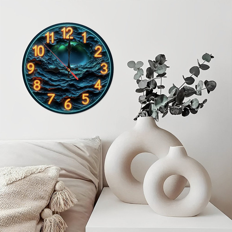 Horloge lumineuse, paysage cosmique