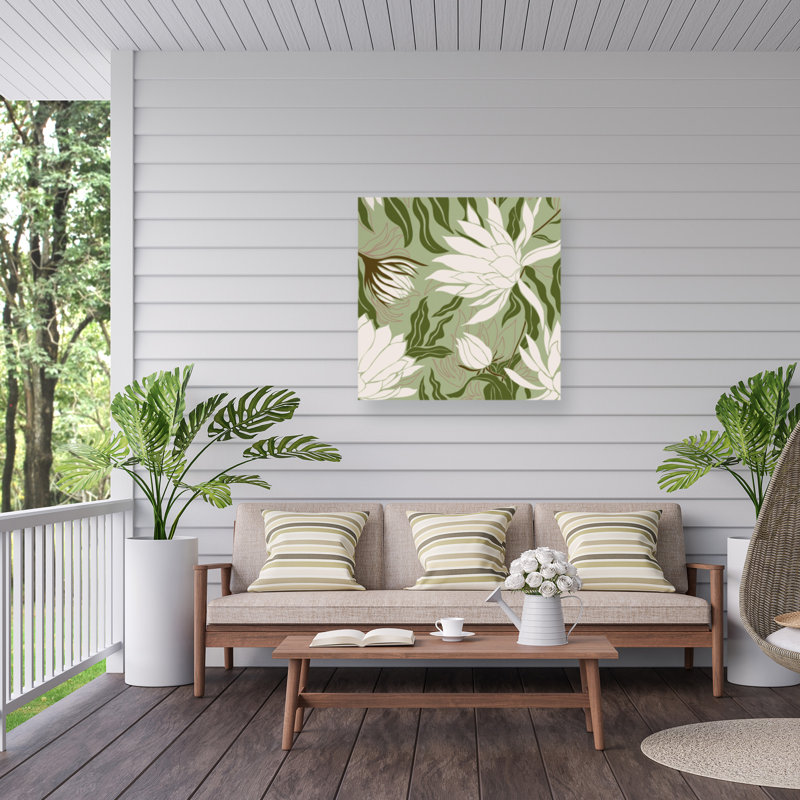 Incado Reaching Flowers Outdoor  Canvas, H 18 po x l 18 po