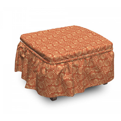 Circular Spiral Motifs Ottoman Slipcover