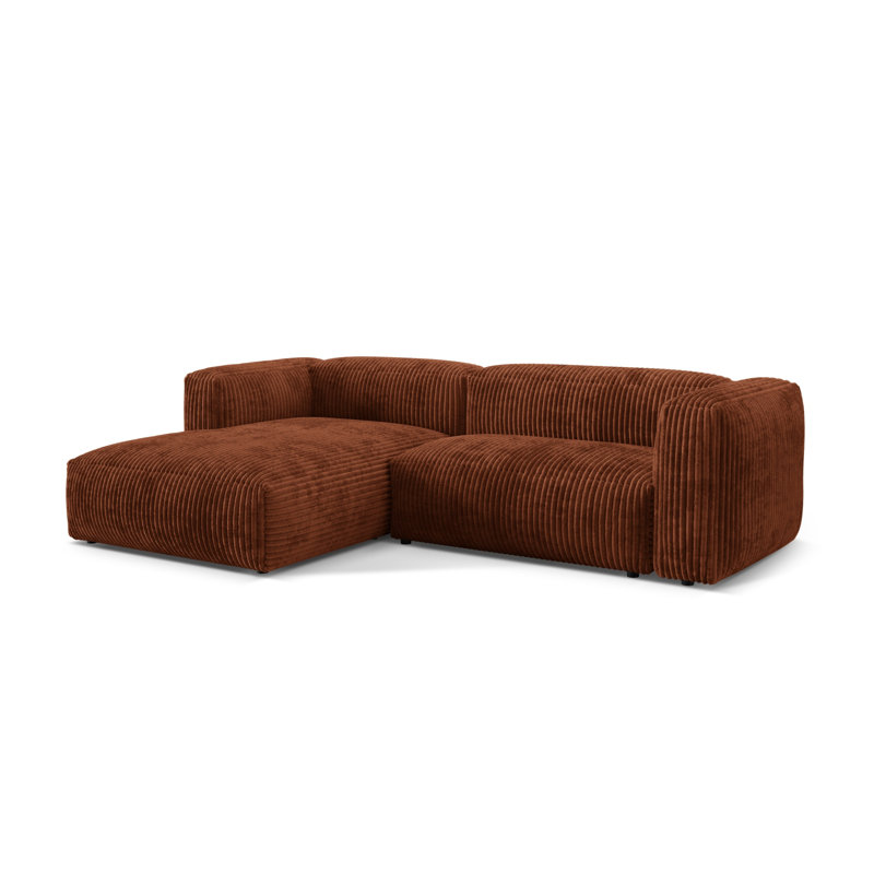 Betsayda 2 Seater Corduroy Corner Sofa , Brick