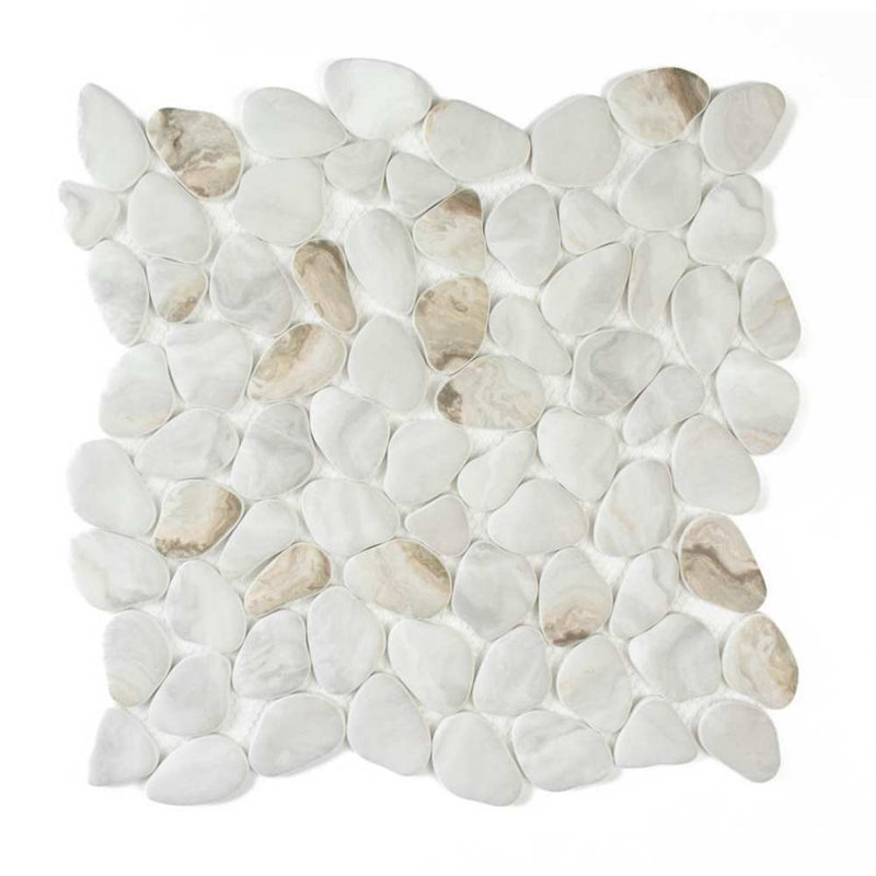 Huron Glass Pebbles Mosaic Tile, Drift