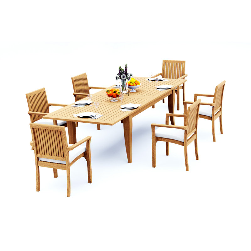 Lua Teak Wood Patio Dining Set with, 6