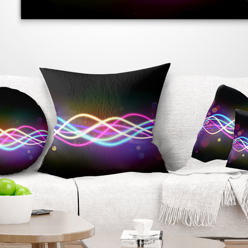 Lignes multicolores emmêlées - Coussin décoratif imprimé abstrait, 16 po x 1 po, Carré