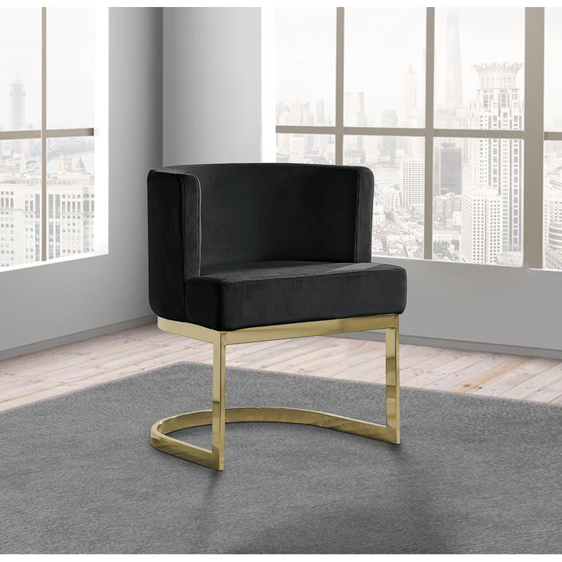 Dmitri 19'' H Velvet Upholstered Side Chair, Gold, Black