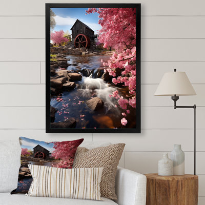 «Maigo Pink Brown Mill In Spring», reproduction sur toile