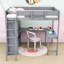 Lit mezzanine double en bois avec bureau et tablettes-922767010