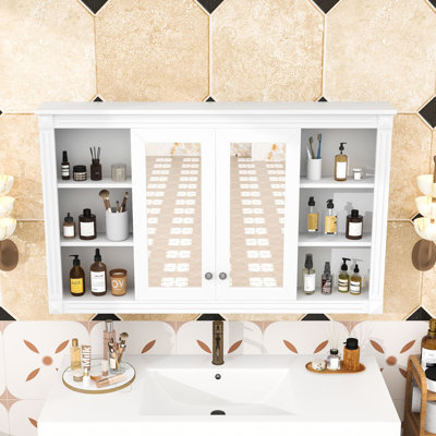 Armoire à miroir murale avec rangement personnalisable, étagère ouverte