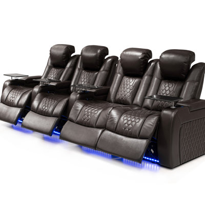 124.4"Power Recliner 4 PC Made Withtop-Grain Nappa
