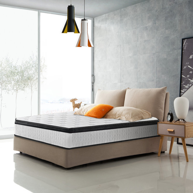 12 Inch Medium Hybrid Mattress with Cool Memory Foam and Pocketed Spring, Twin, White