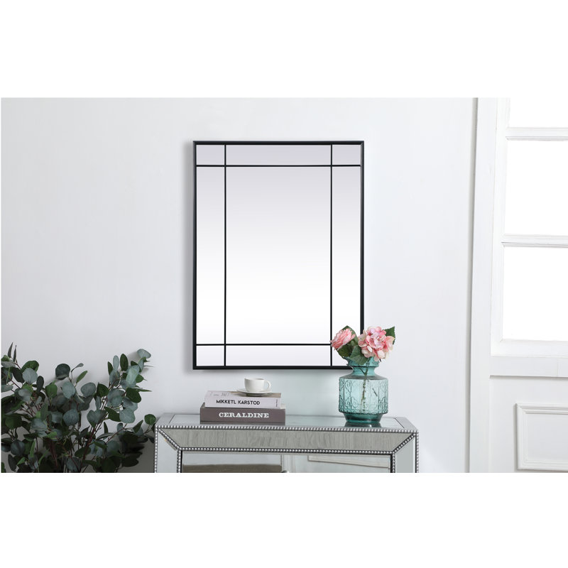 Chancey Iron Rectangle Wall Mirror, 40"H x 30"W, Black