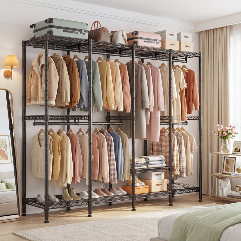 195.5 cm Adjustable Clothes Rack, Black