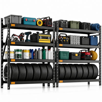 2PCS 72"W Storage Shelves, 6000lbs Metal Garage Shelving Unit With Magnetic Label, Upgraded Structure, Solid Steel Industrial Rack, Easy Assembly For Warehouse,basement, 72''w X 24''d X 72''h