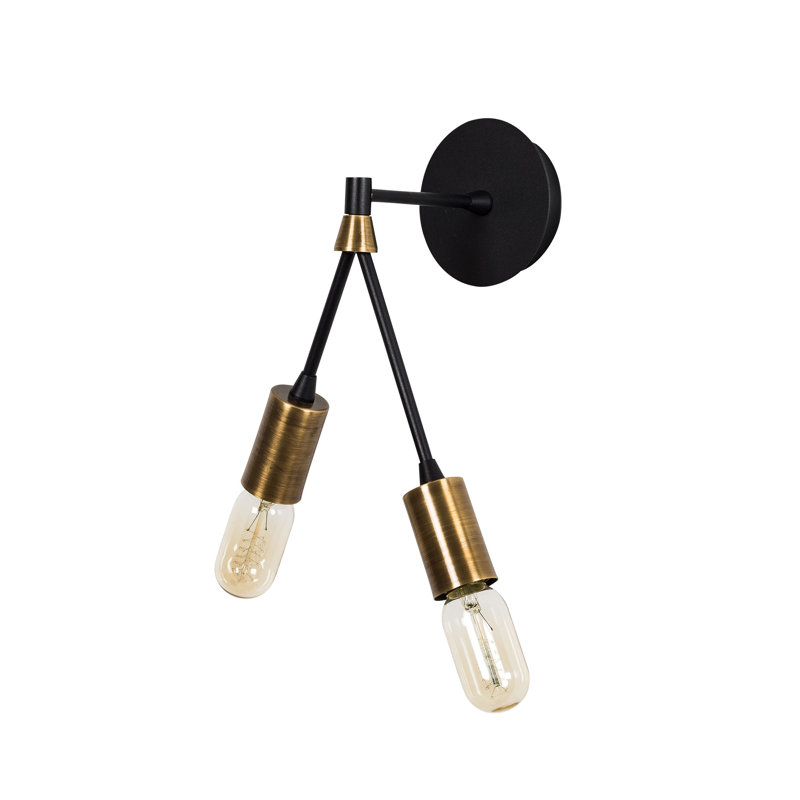 Lampe murale industrielle avec corps en métal, finition rétro et noire, 13,8 po x 6,7 po x 14 po | 2 x douilles E27, 40 W maximum | Certifié IP20, parfait pour les décors modernes et fantaisistes dans les salons, les chambres et les couloirs