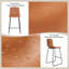 Ensemble de 2 tabourets de bar modernes en cuir de polyuréthane, tabourets de bar à hauteur de comptoir avec dossier, chaises d'îlot de cuisine de style Mid-Century avec structure en métal robuste