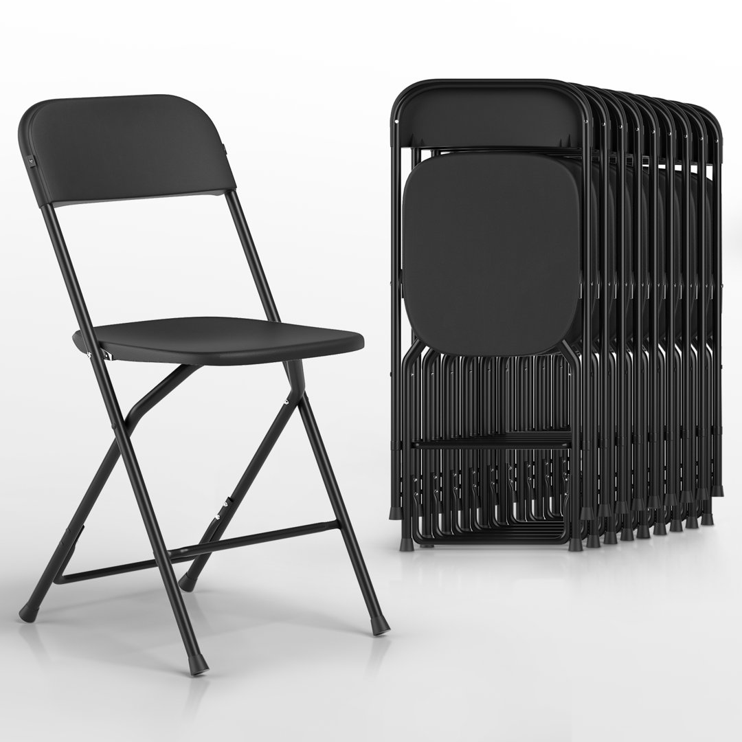 Laione Plastic Stackable Folding Chairs, Patio Garden Wedding Party Event Seat for Indoor Outdoor (Set of 10) Inbox Zero 
