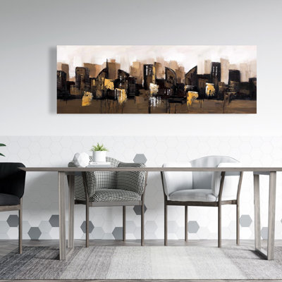 Brown abstract cityscape - Cities Bedroom canvas decor