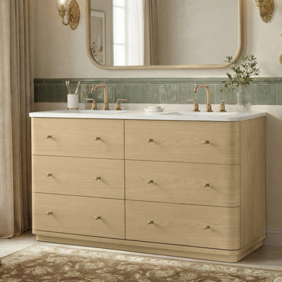 Meuble-lavabo double 60 po en chêne Aura Saffi Ridge