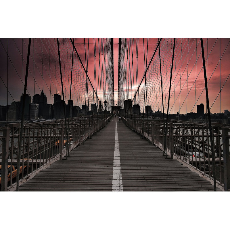 Brooklyn Bridge Pedestrian Walkway Print on Tempered Glass