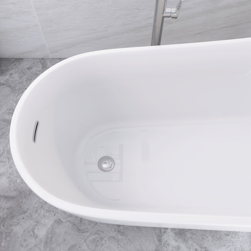 59" x 31" Freestanding Soaking Acrylic Bathtub