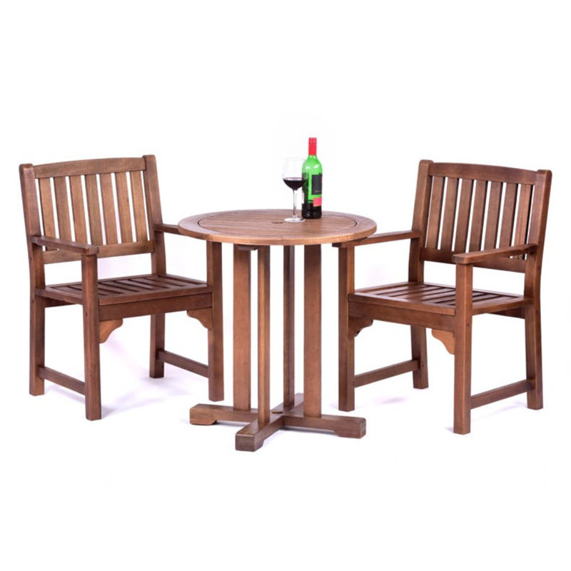 Settles 2 - Person Wood Patio Dining Set with Round Table