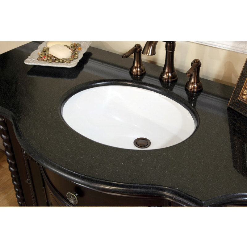 Ensemble de meuble-lavabo simple 48 po Espey, Acajou foncé, Noir galaxie