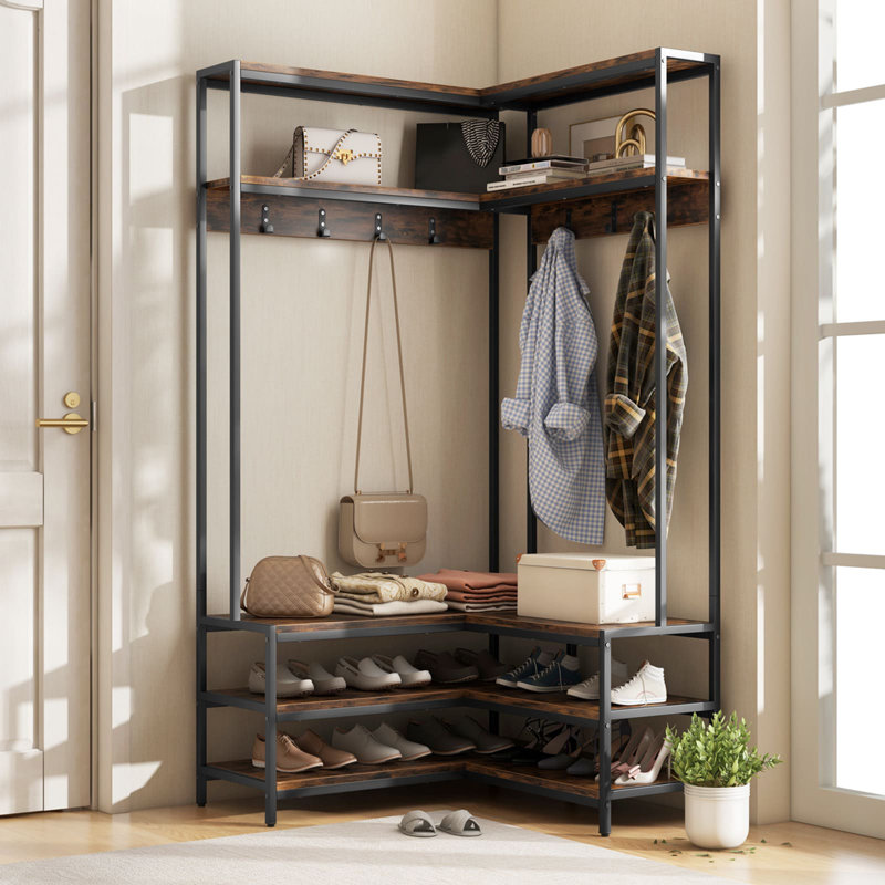 90cm Clothing Rack, Walnut/Black