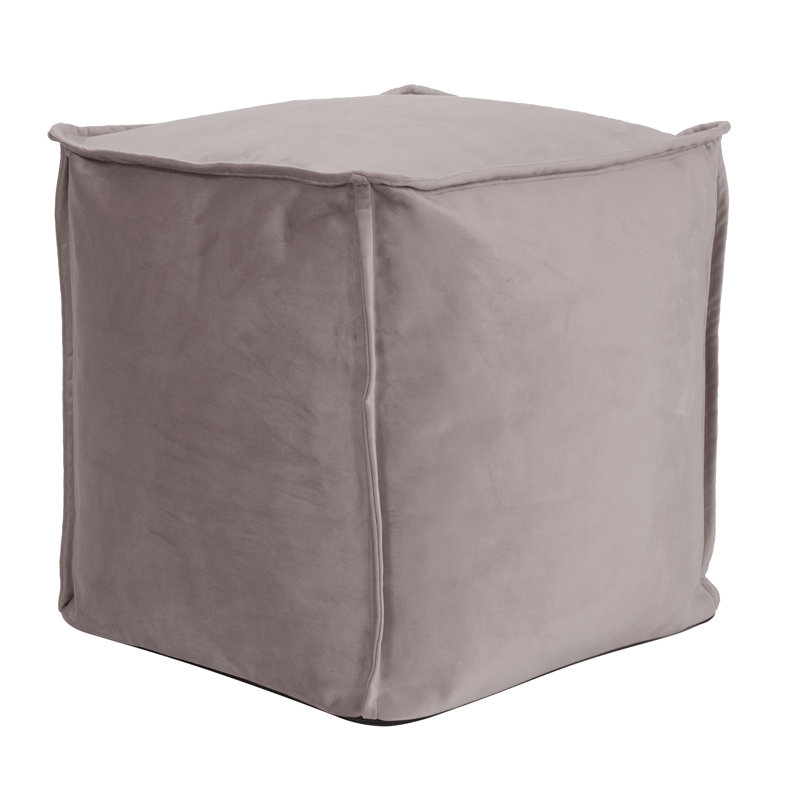 Upholstered Pouf, Bella Ash Velvet 