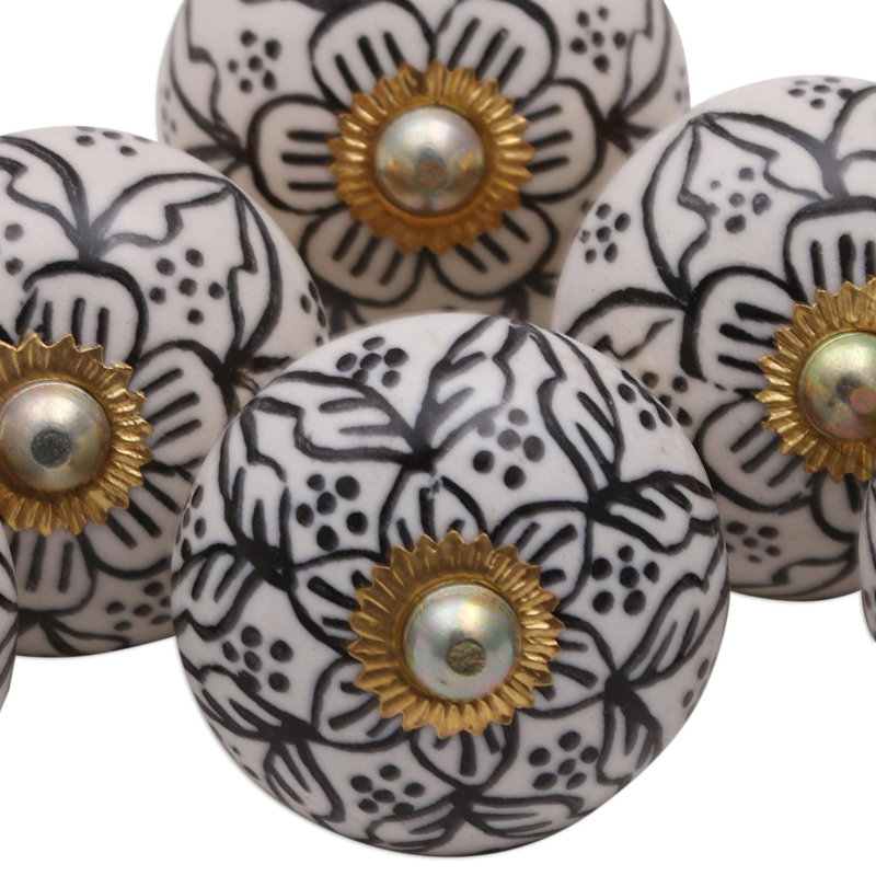 Gyanwati Intricate Blossoms Ceramic Door Knob