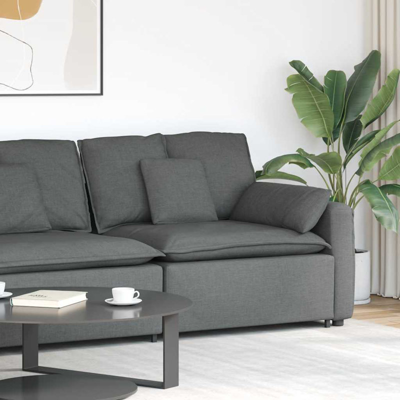  Module de bout modulaire avec accoudoirs avec coussins gris foncé 39,4 po
