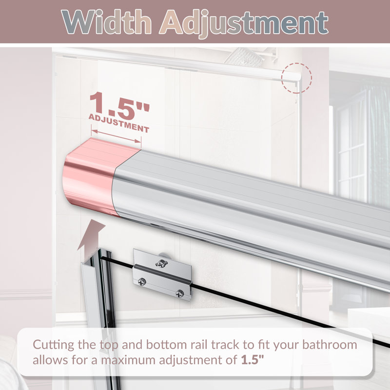 60Tub 58.5-60“ W x 62” H Bypass Tub Door with 1/4“ (6mm) Tempered Glass and Double Sliding Doors, Chrome