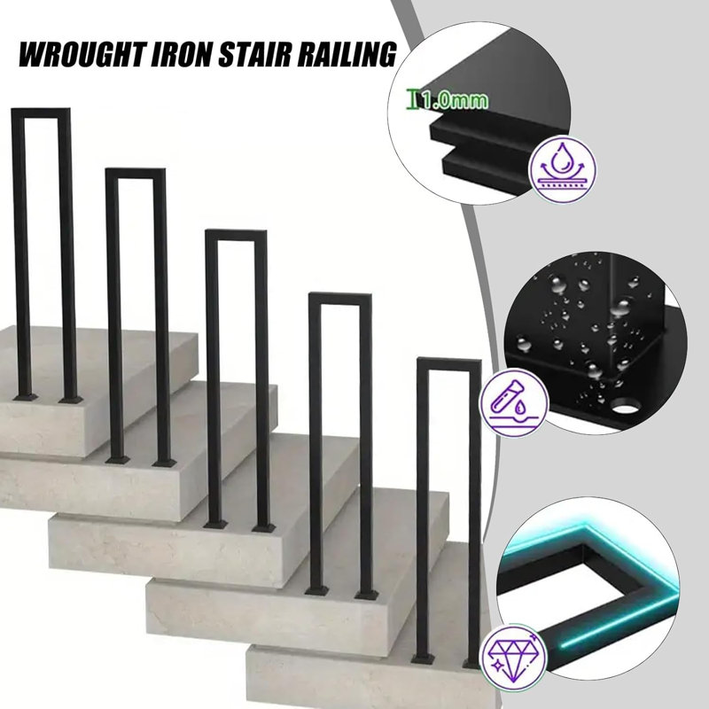 Metal Porch And Stair Railings, 38cm H x 8cm W