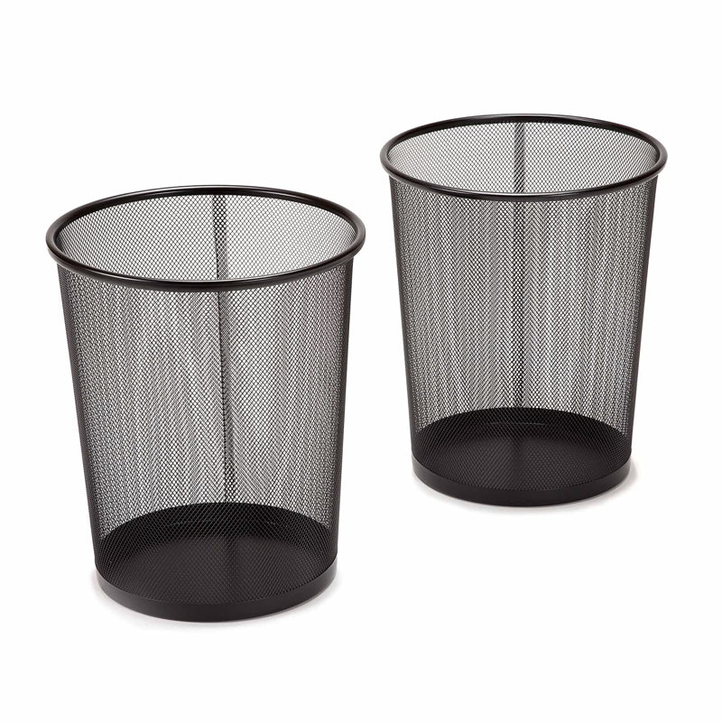 2-Pack Steel Mesh Round Trashcan Wastebasket