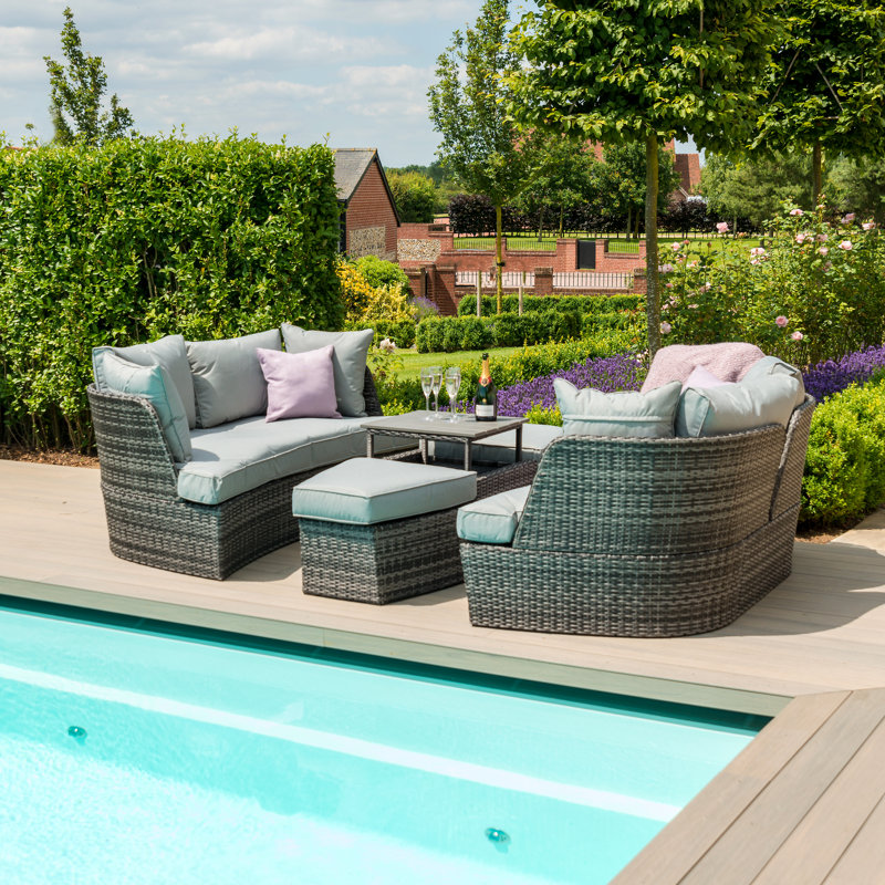 Finna Rattan Daybed, Grey