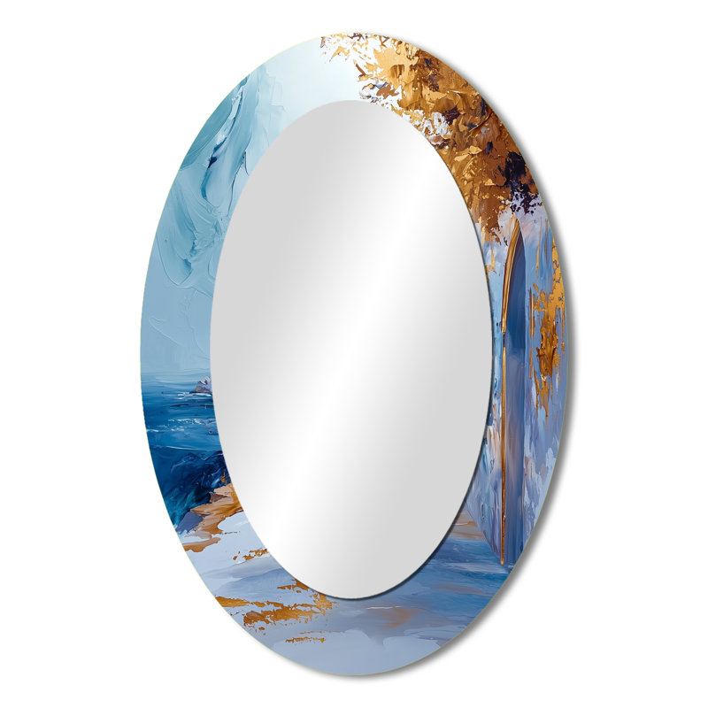 Miroir décoratif marocain sur fond marocain Rabat bleu II - Pays, 36 po x 24 po