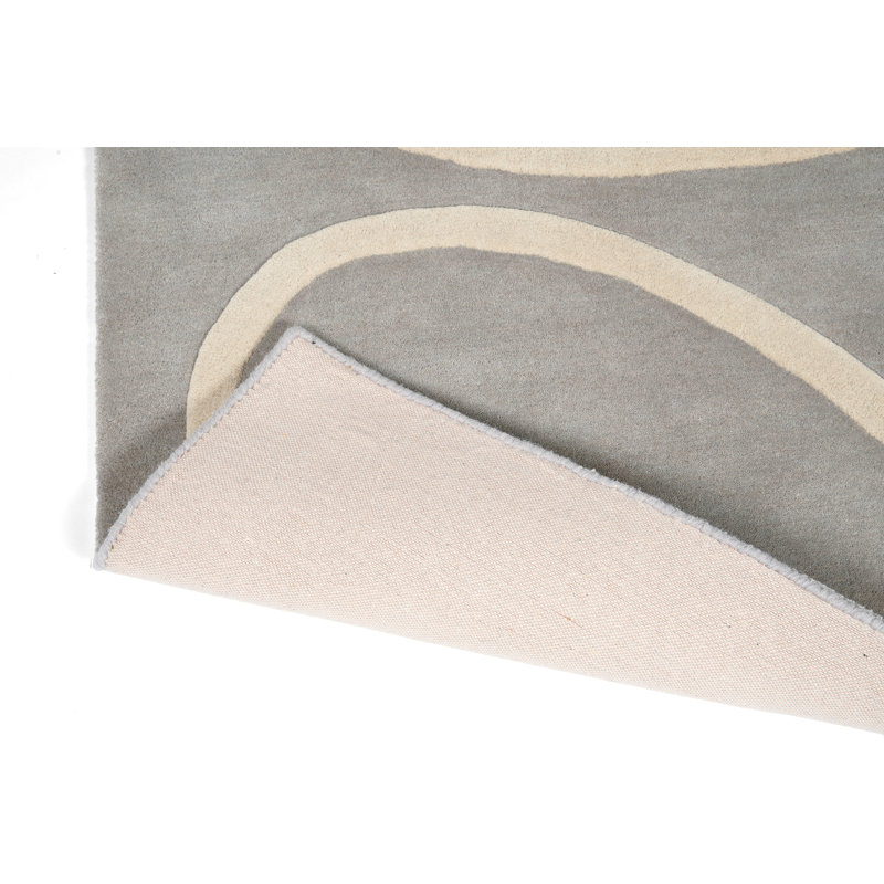 Wool Geometric Area Rug in Beige/Gray, Rectangle 5'3" x 7'6"